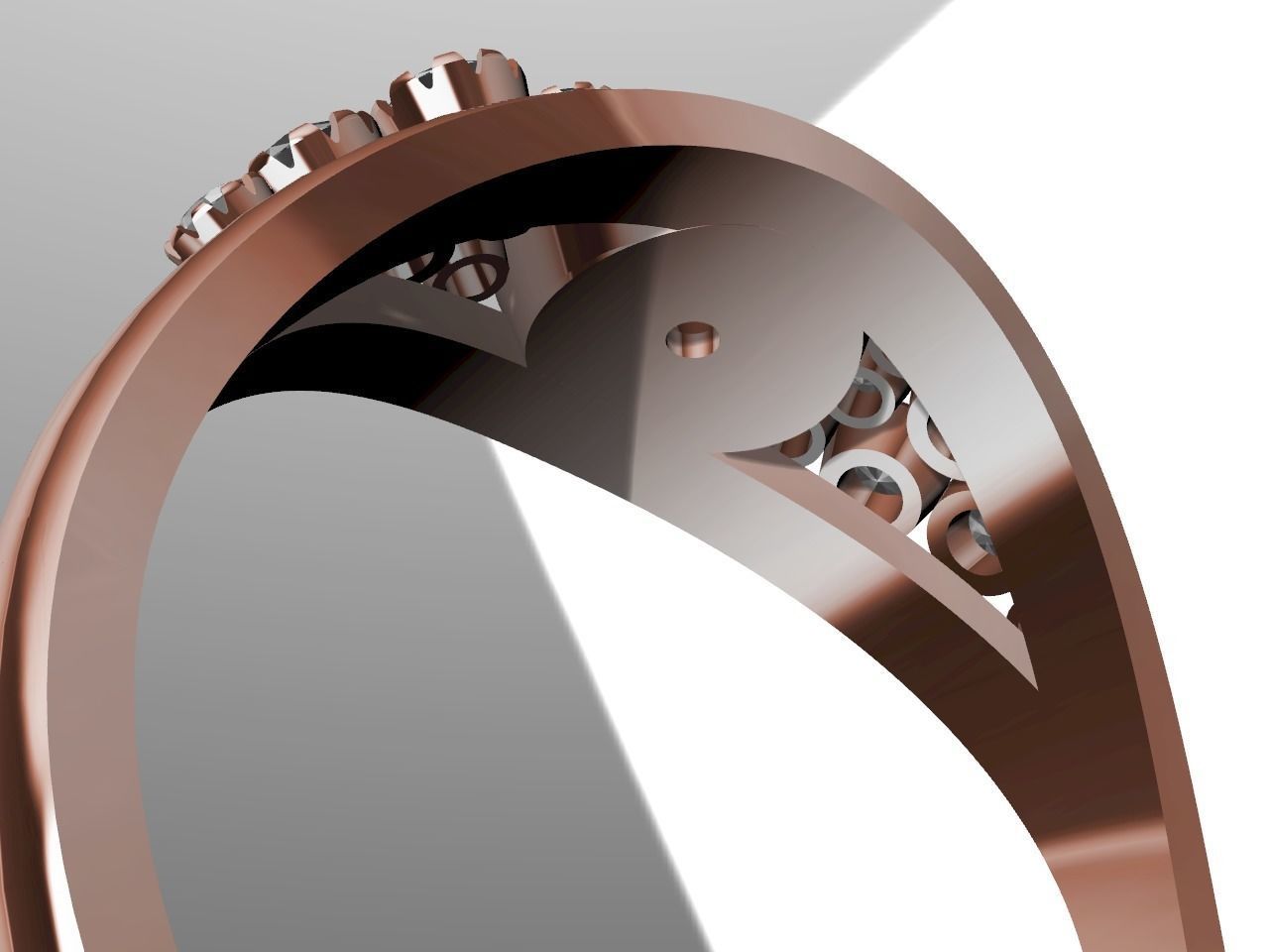 diamond split shank ring stl verified  3D print model_6