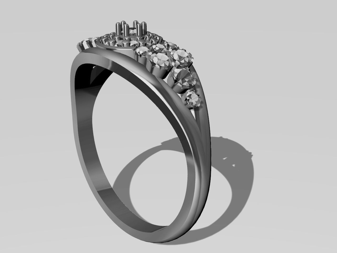 diamond split shank ring stl verified  3D print model_14