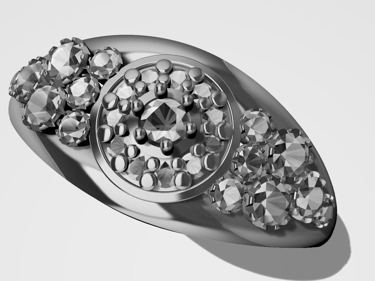 diamond split shank ring stl verified  3D print model_11