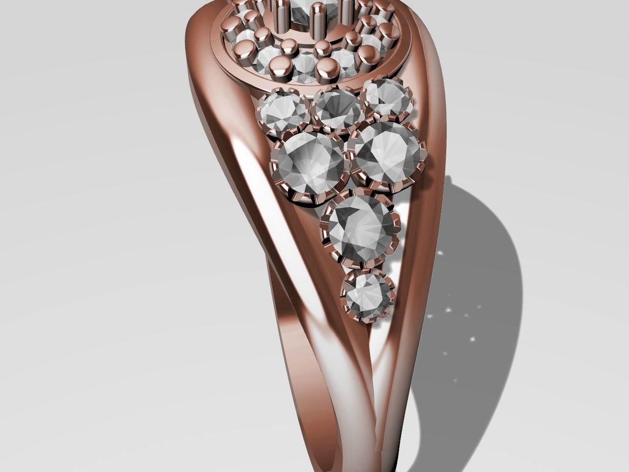 diamond split shank ring stl verified  3D print model_2