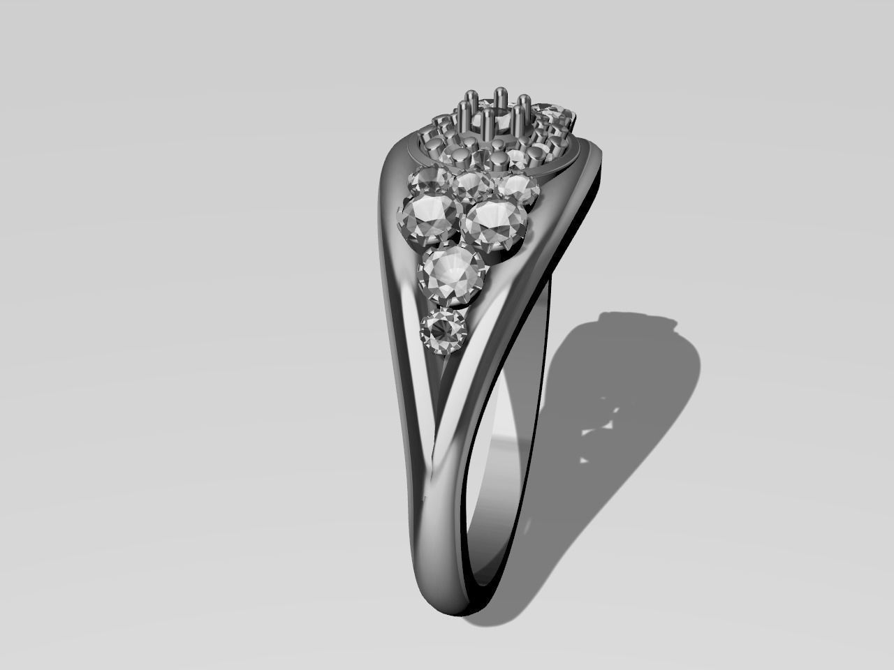 diamond split shank ring stl verified  3D print model_15