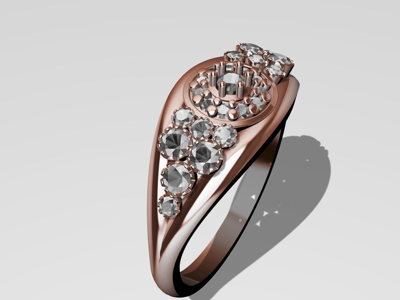 diamond split shank ring stl verified  3D print model_3