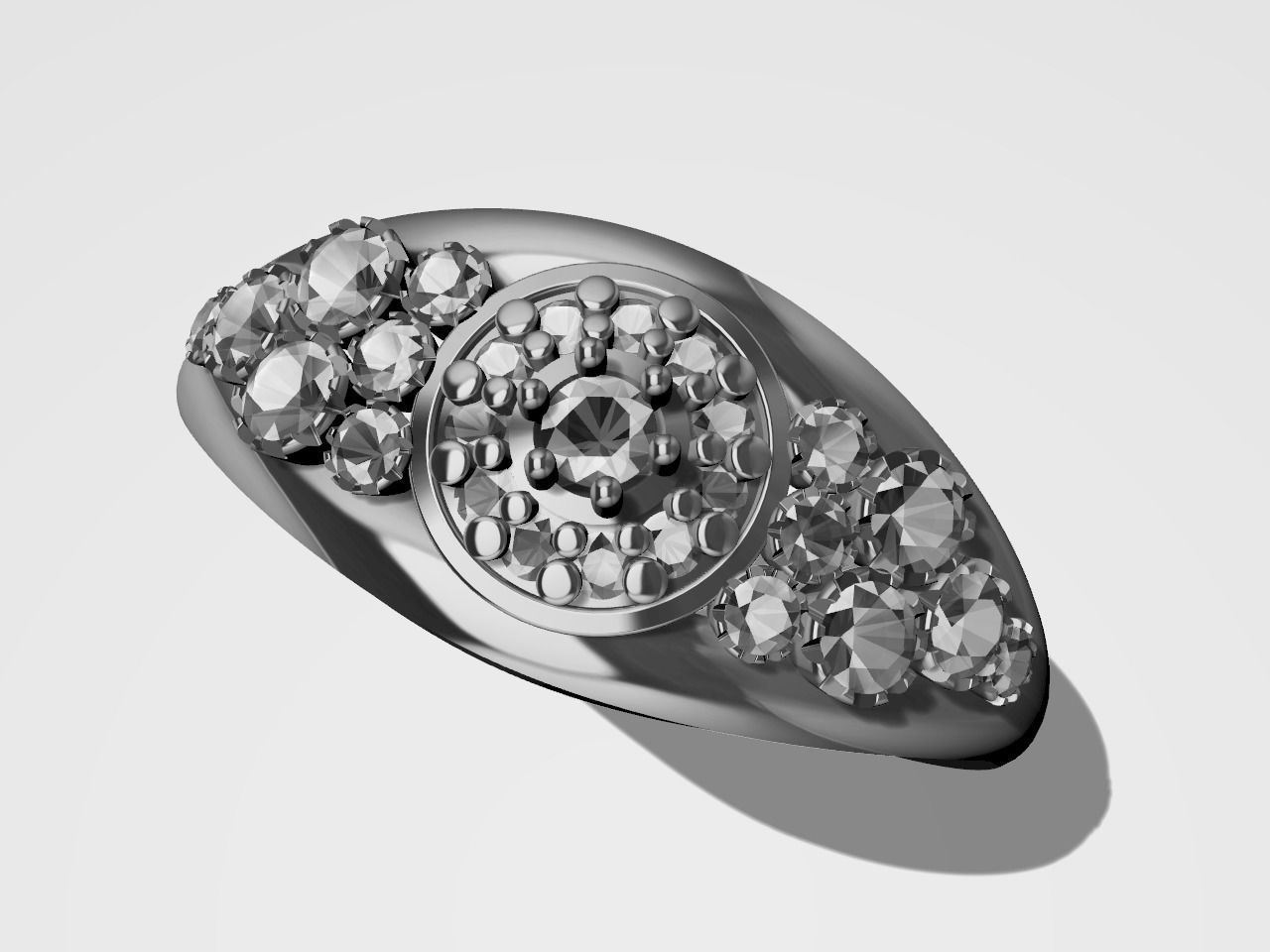 diamond split shank ring stl verified  3D print model_10