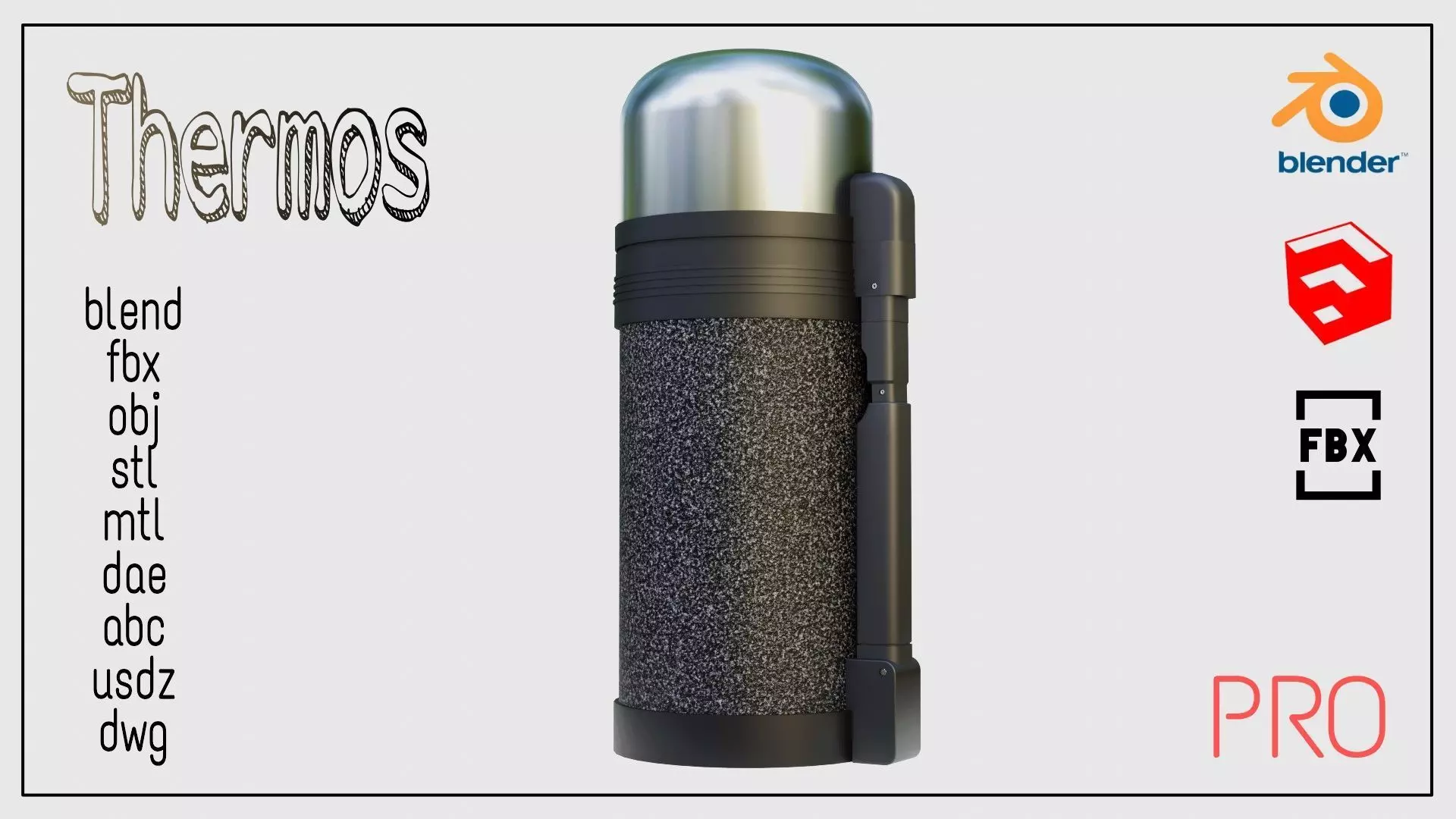 Thermos stainless steel water bottle 3D model_0