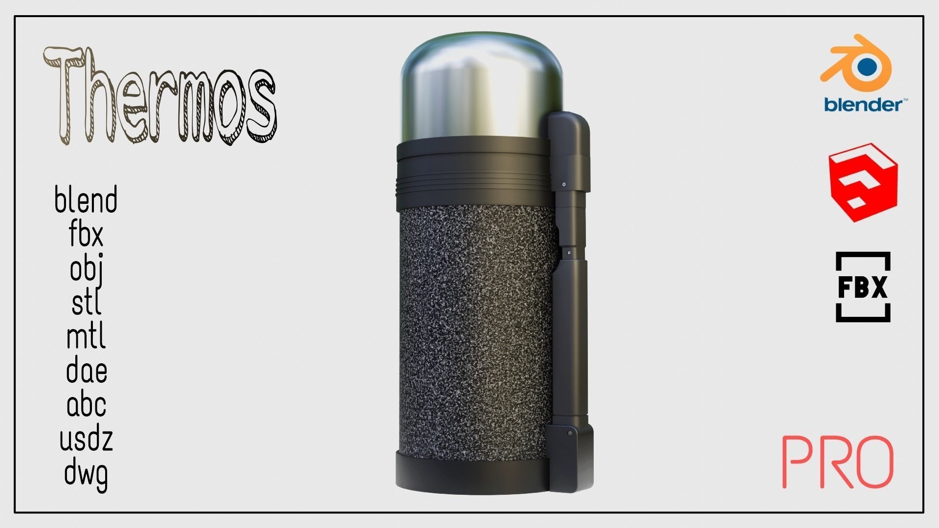 Thermos stainless steel water bottle 3D model_5