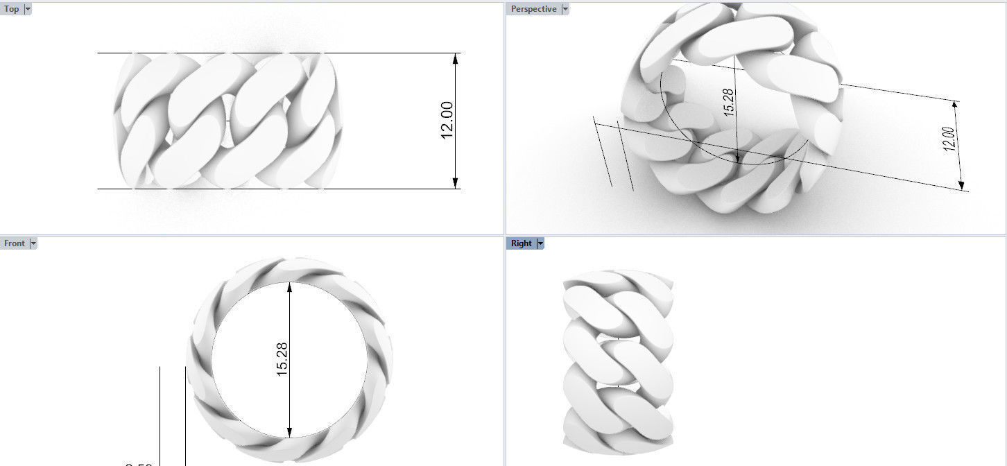 cuban ring 12 mm wide size 48 3D print model_2