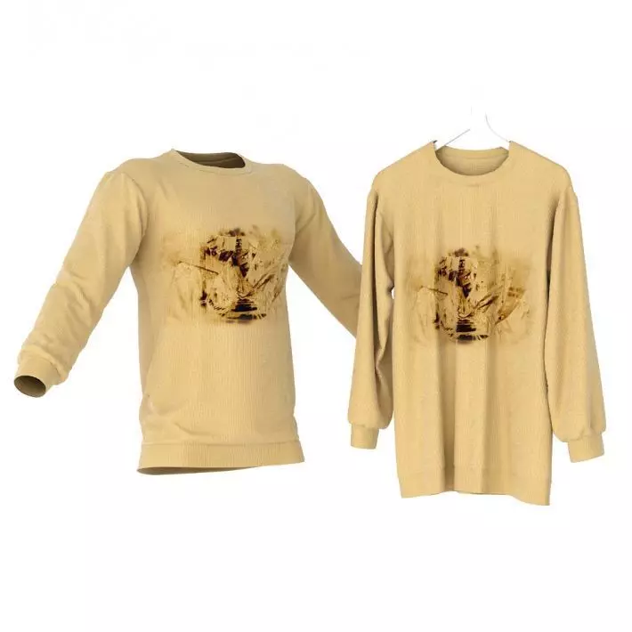 Beige Long Sleeve Top 3D model_0