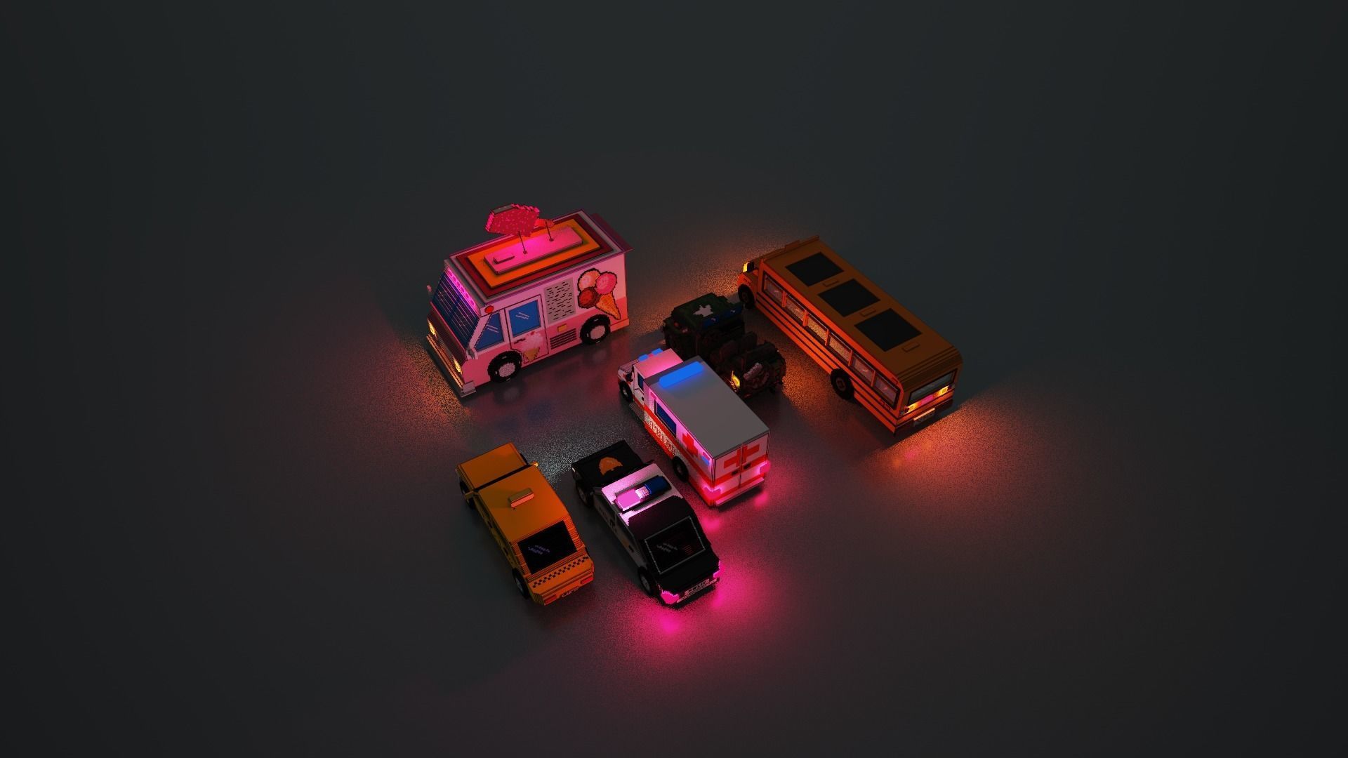 6 Voxel Vehicles Pack  3D model_8