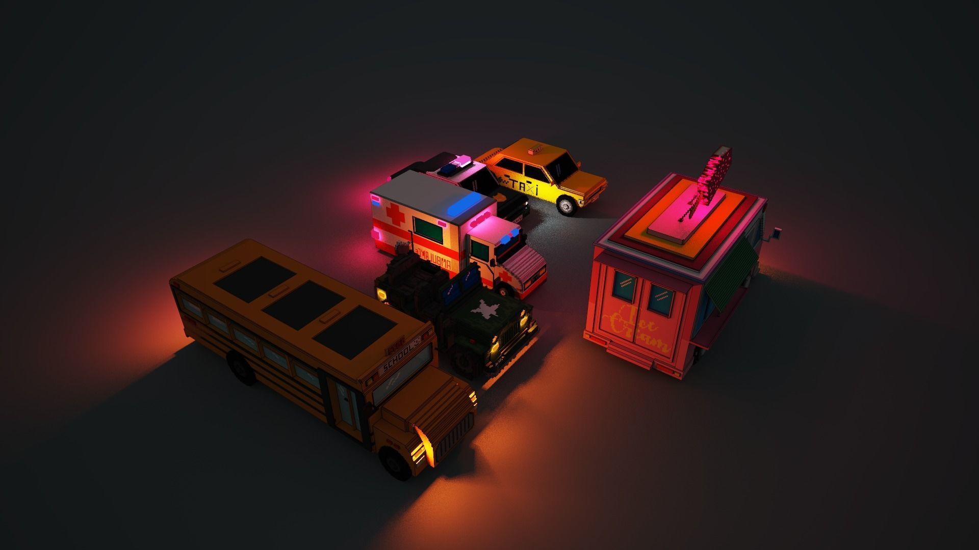 6 Voxel Vehicles Pack  3D model_7