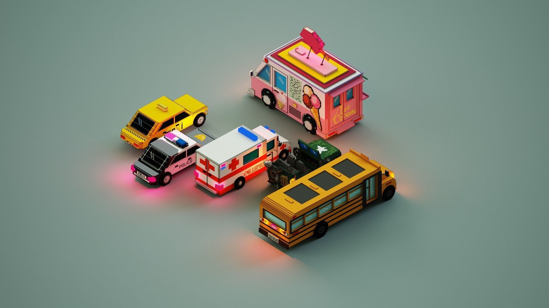 6 Voxel Vehicles Pack  3D model_6