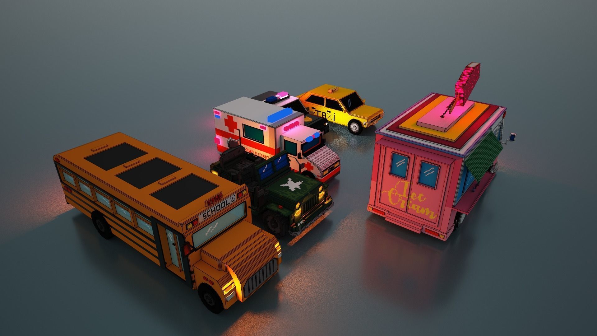 6 Voxel Vehicles Pack  3D model_5