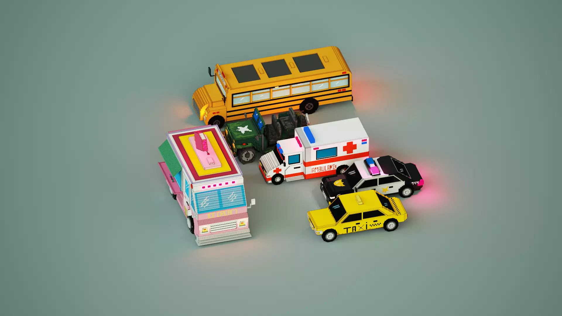 6 Voxel Vehicles Pack  3D model_0