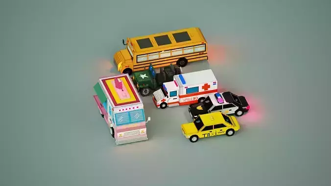 6 Voxel Vehicles Pack  3D model