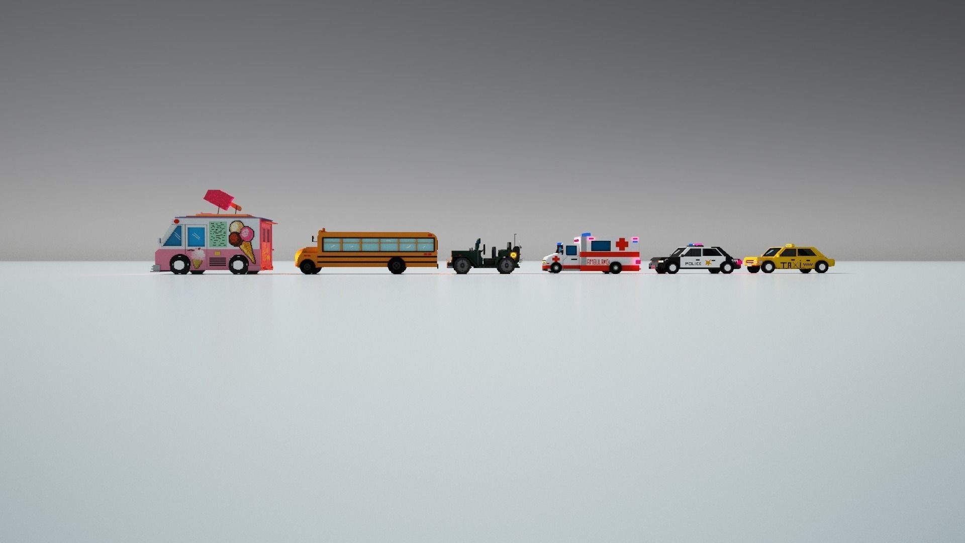 6 Voxel Vehicles Pack  3D model_9