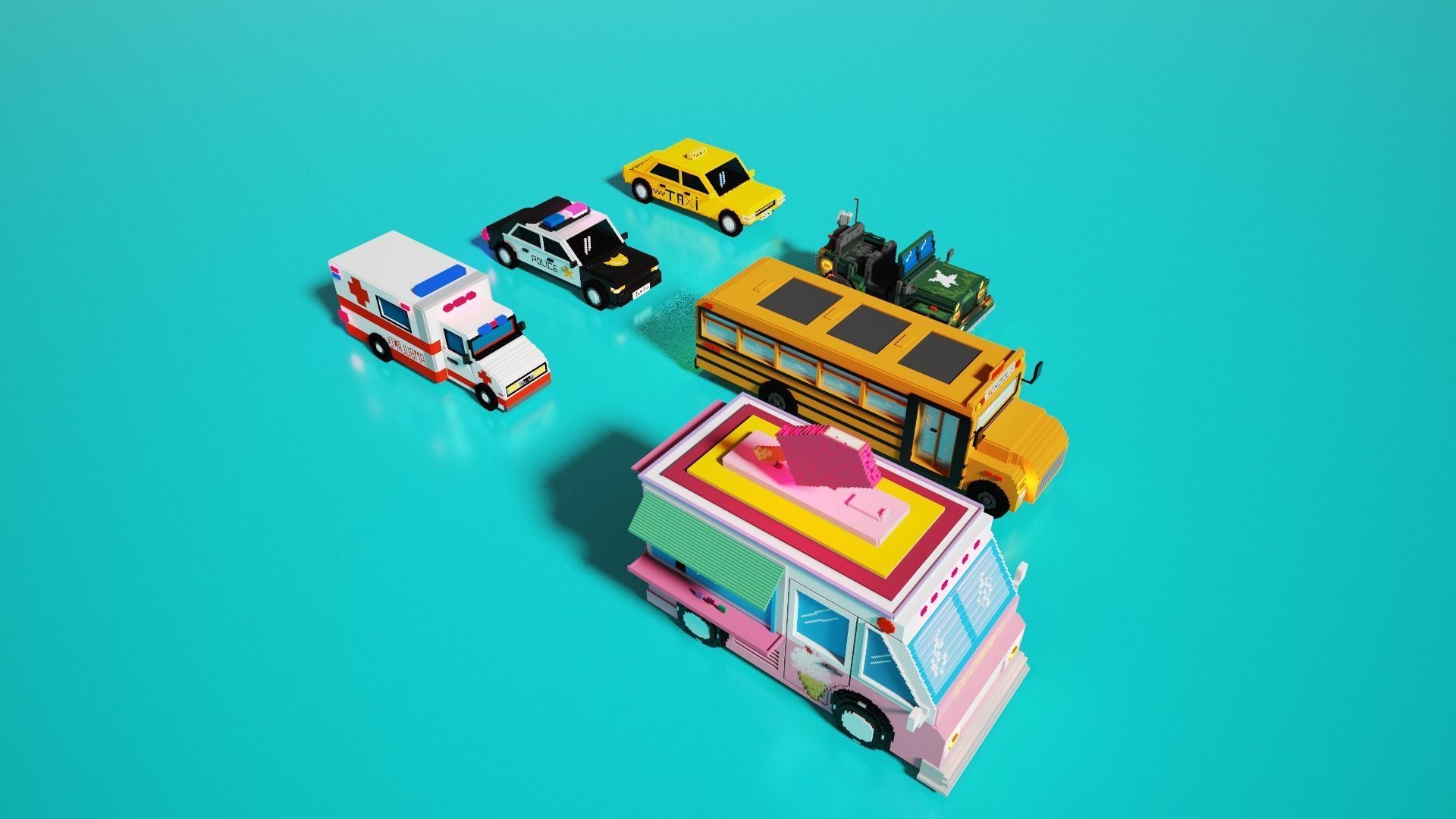 6 Voxel Vehicles Pack  3D model_4