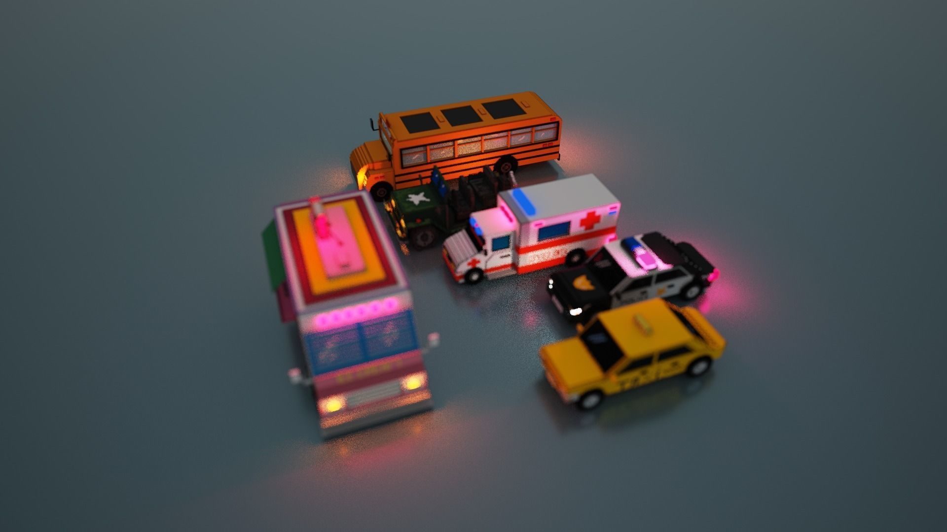 6 Voxel Vehicles Pack  3D model_3