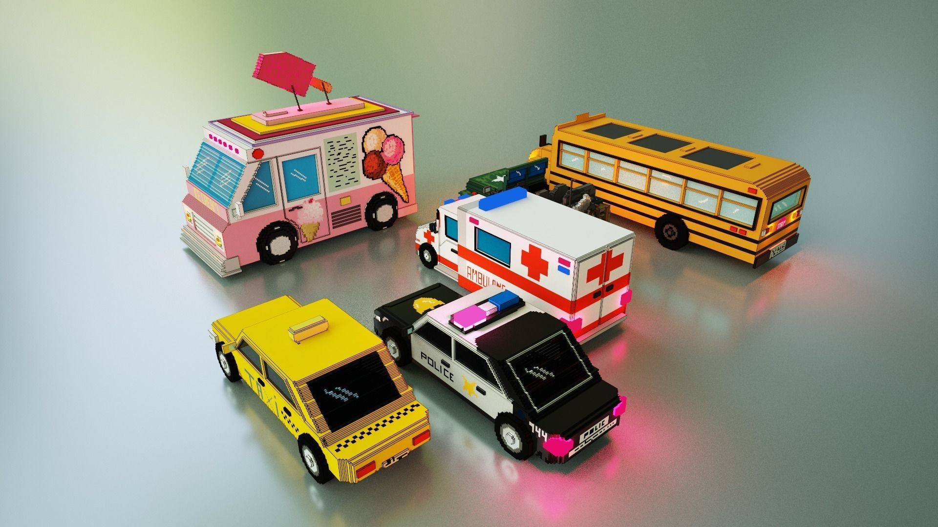 6 Voxel Vehicles Pack  3D model_2