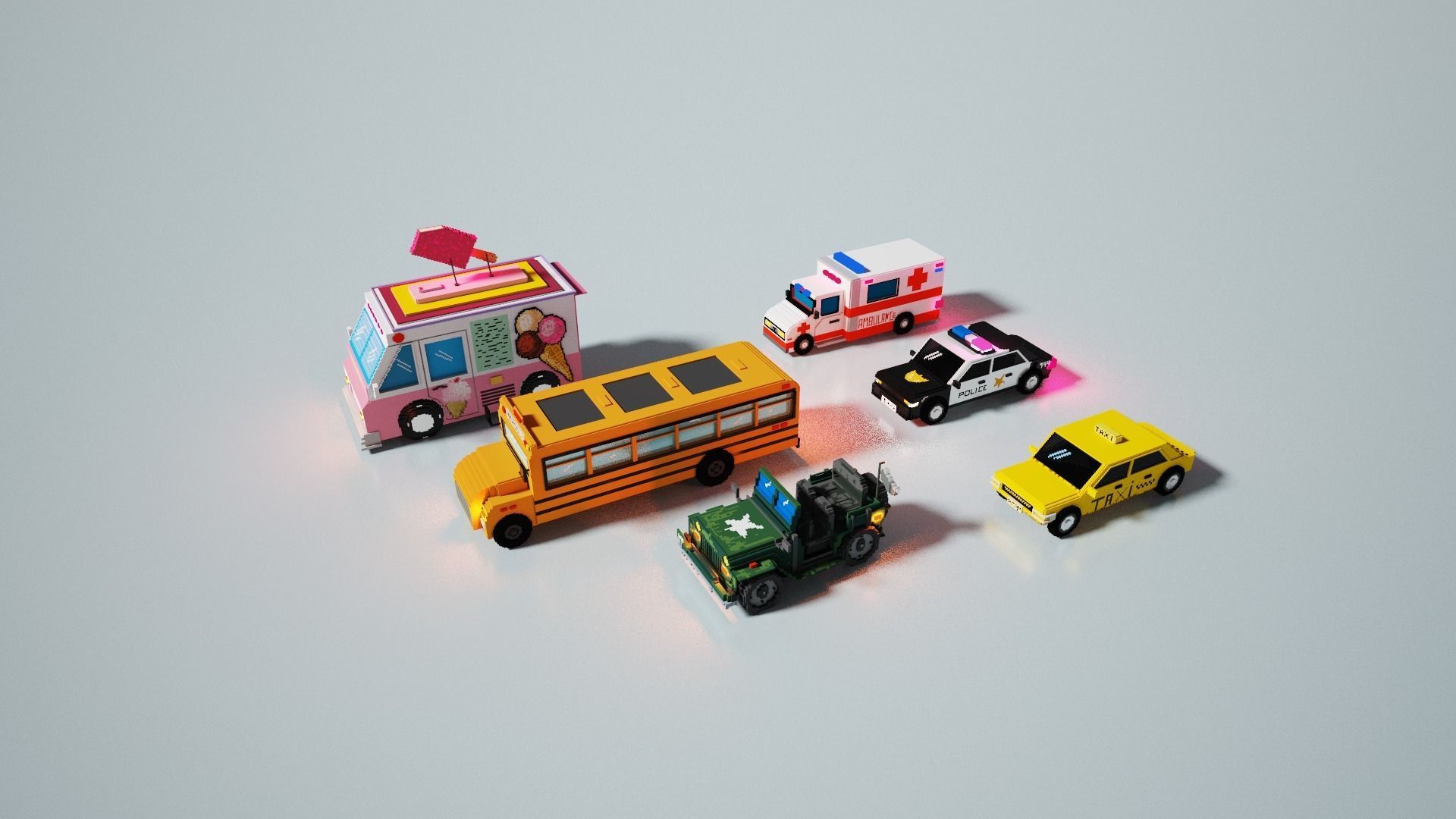 6 Voxel Vehicles Pack  3D model_10