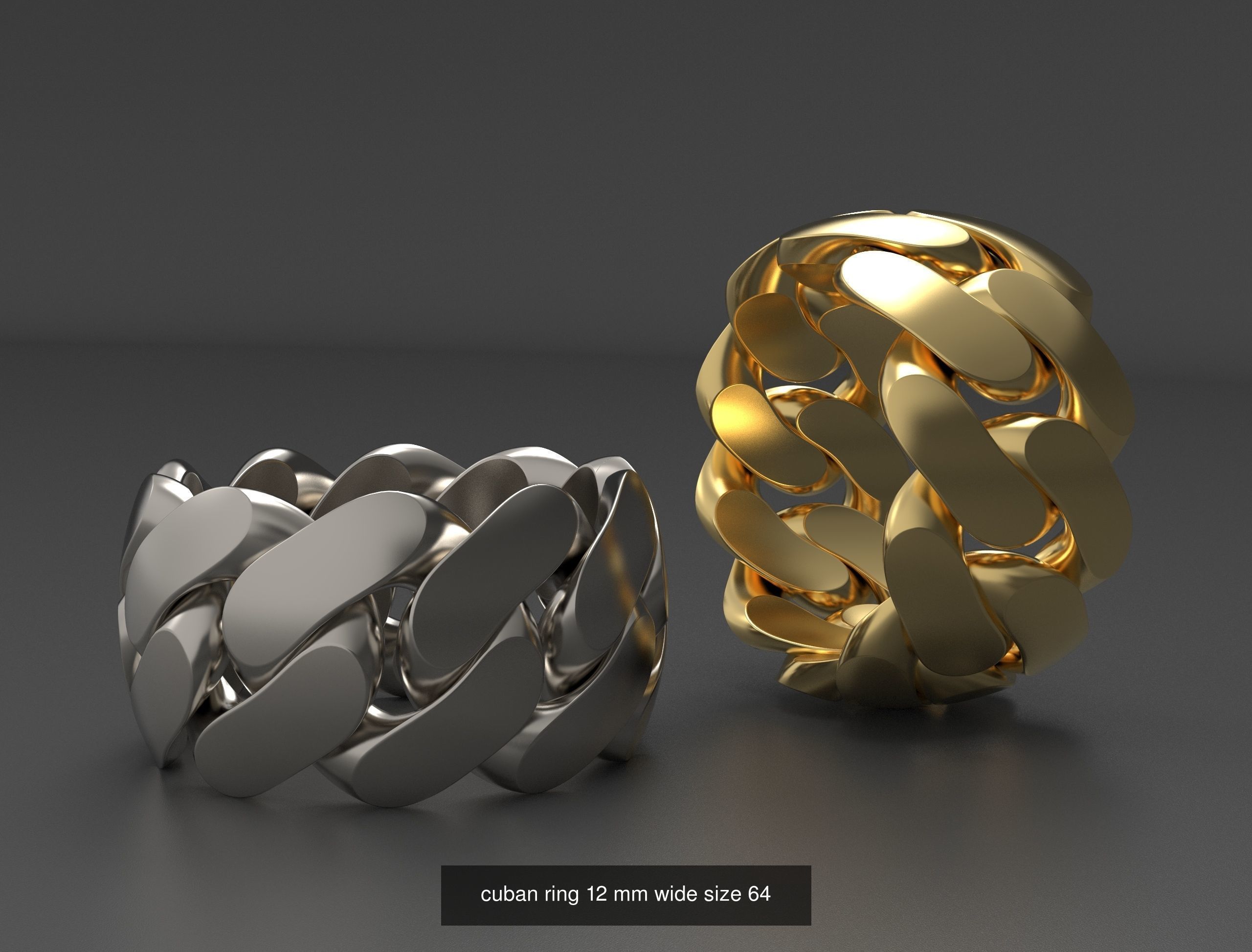CUBAN Ring 12 mm width all sizes 3D Model Collection_3