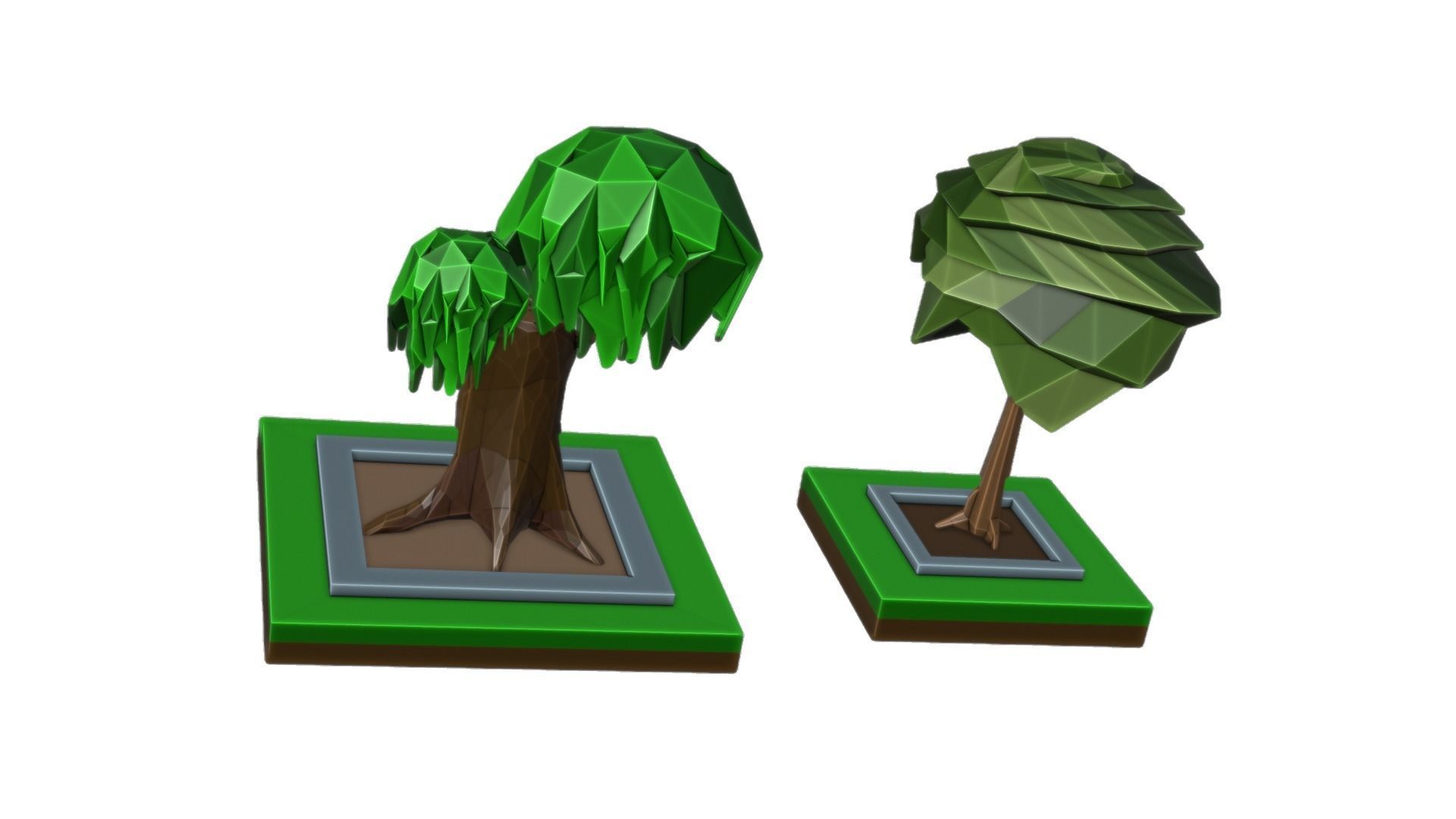 isometric trees Low-poly 3D model_4
