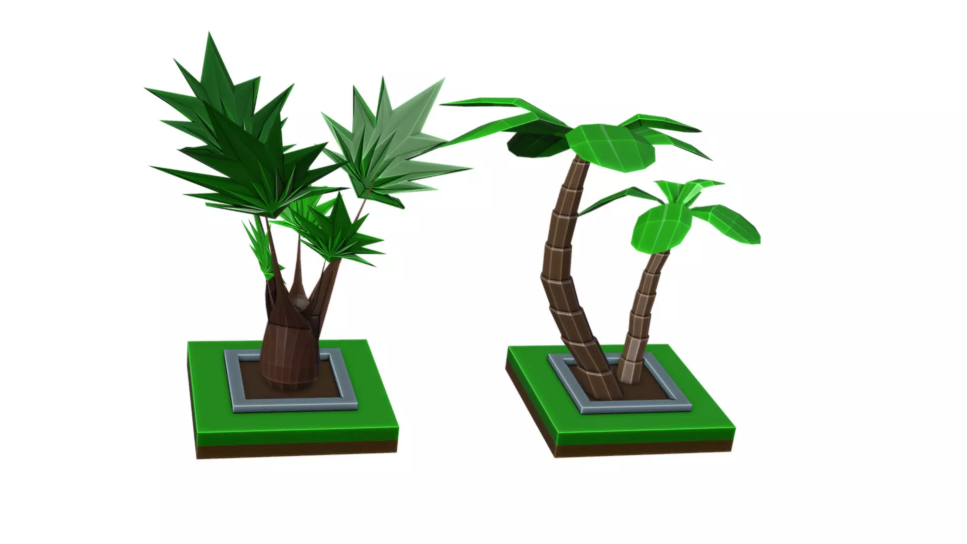 isometric trees Low-poly 3D model_0