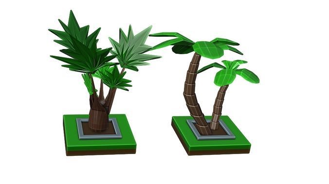 isometric trees Low-poly 3D model
