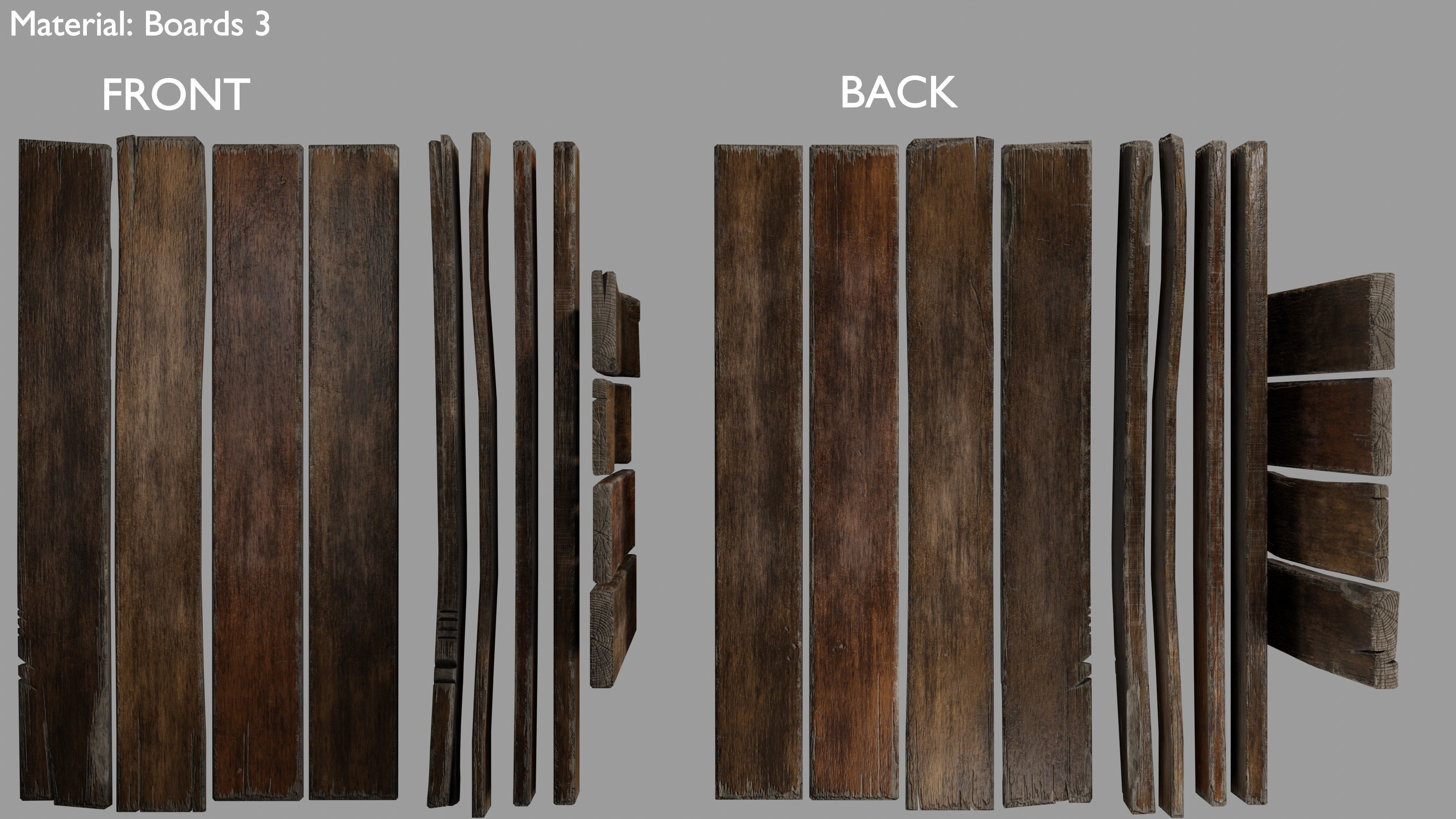 Wood planks logs and pillars with 2 ready piers Low-poly 3D model_19