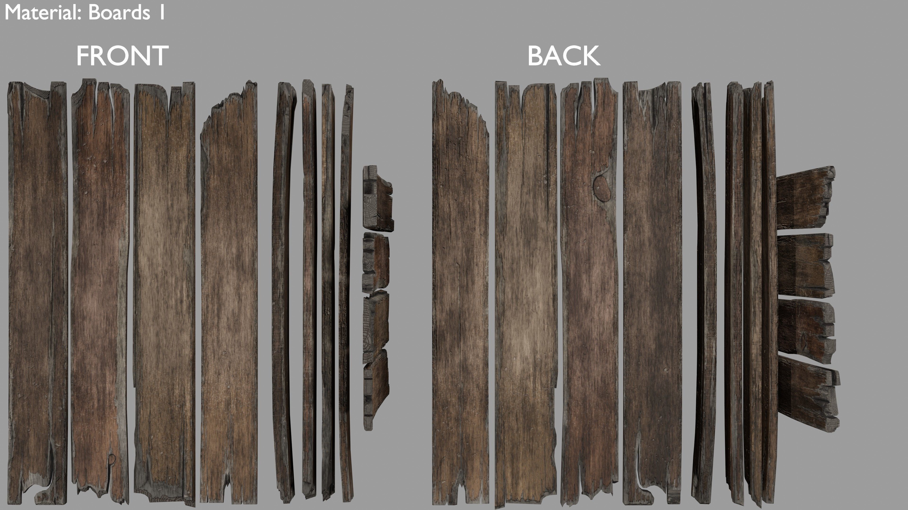 Wood planks logs and pillars with 2 ready piers Low-poly 3D model_17