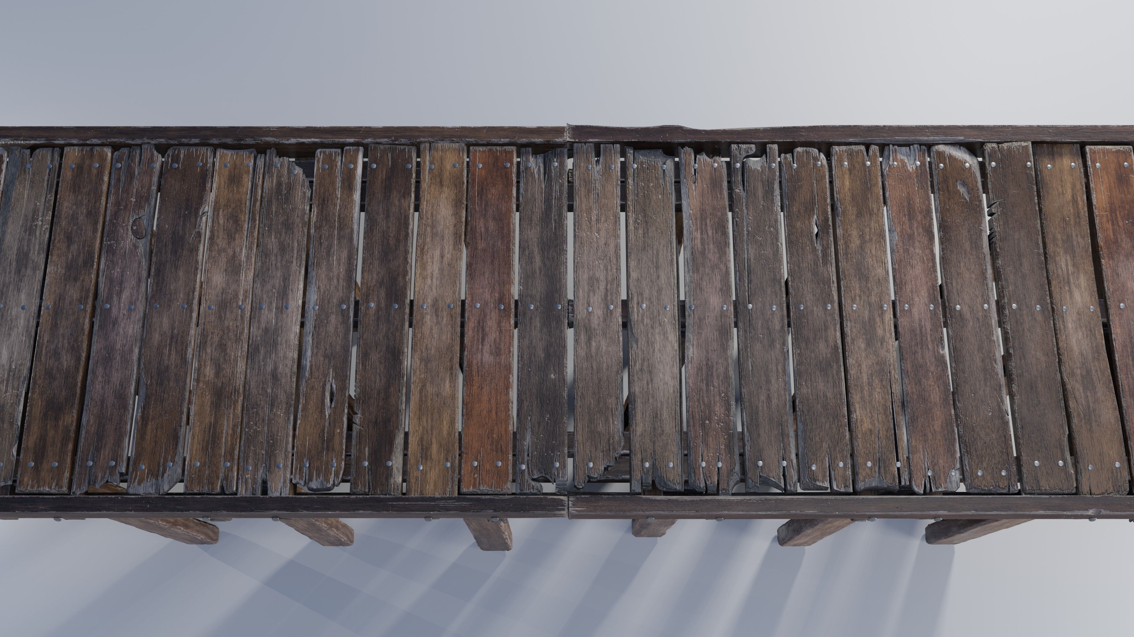 Wood planks logs and pillars with 2 ready piers Low-poly 3D model_15