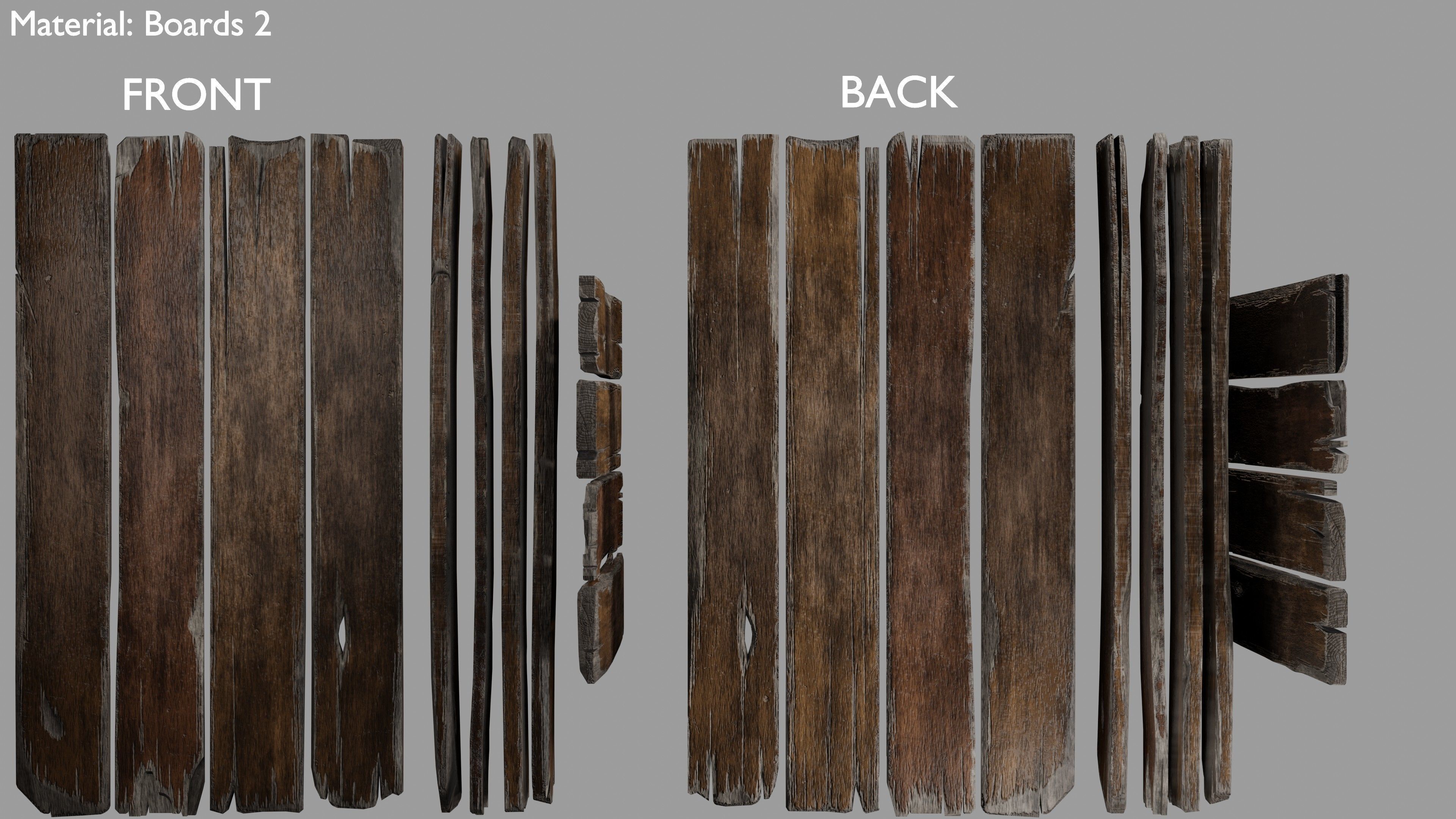 Wood planks logs and pillars with 2 ready piers Low-poly 3D model_18