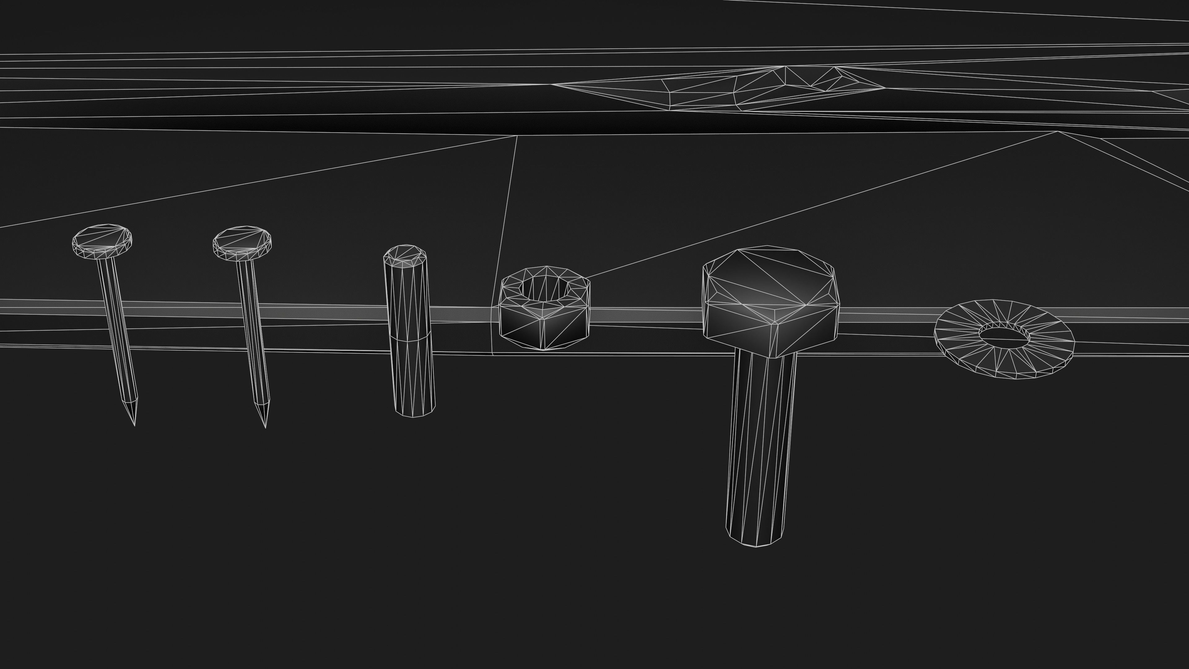 Wood planks logs and pillars with 2 ready piers Low-poly 3D model_31