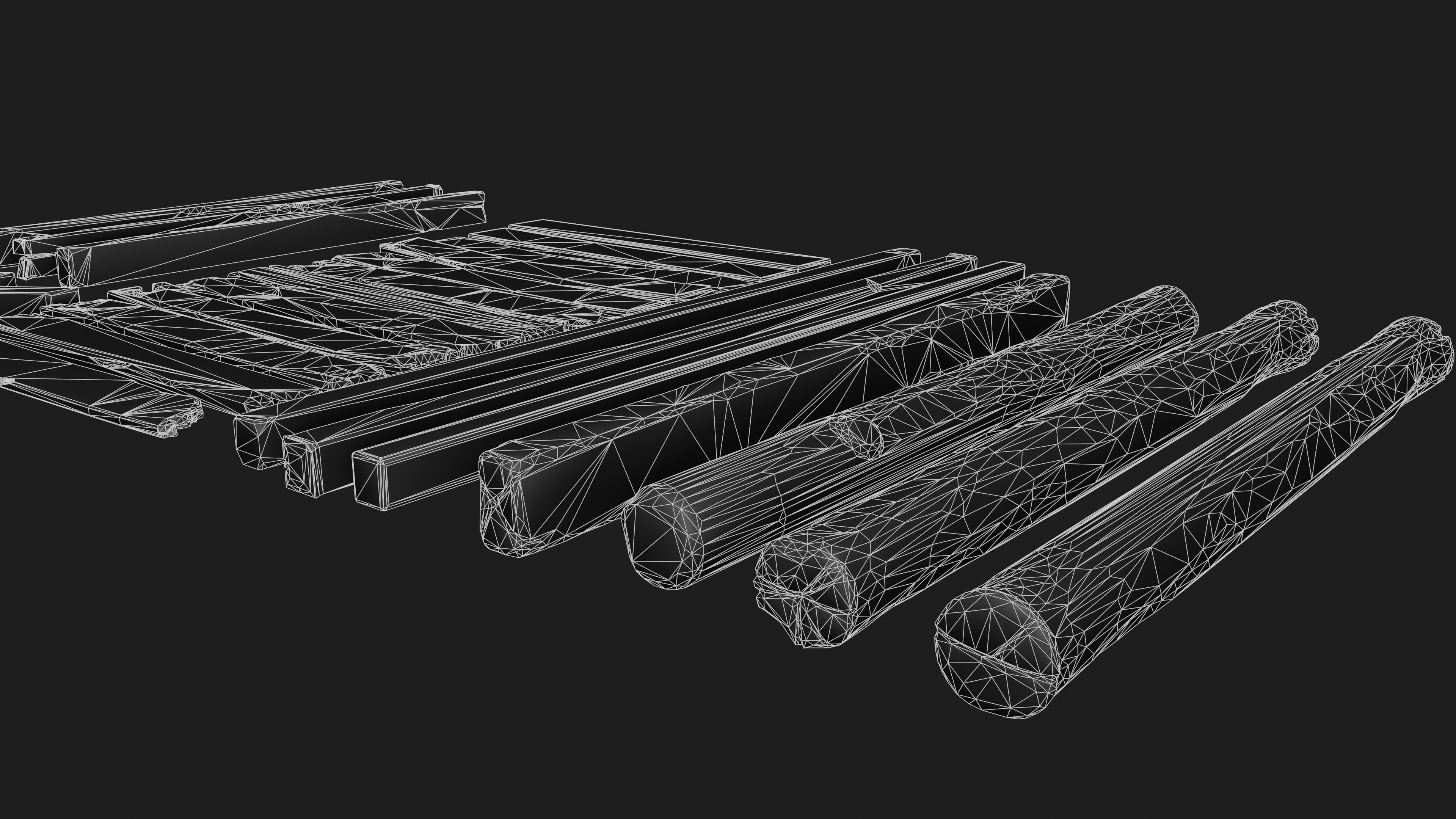 Wood planks logs and pillars with 2 ready piers Low-poly 3D model_29