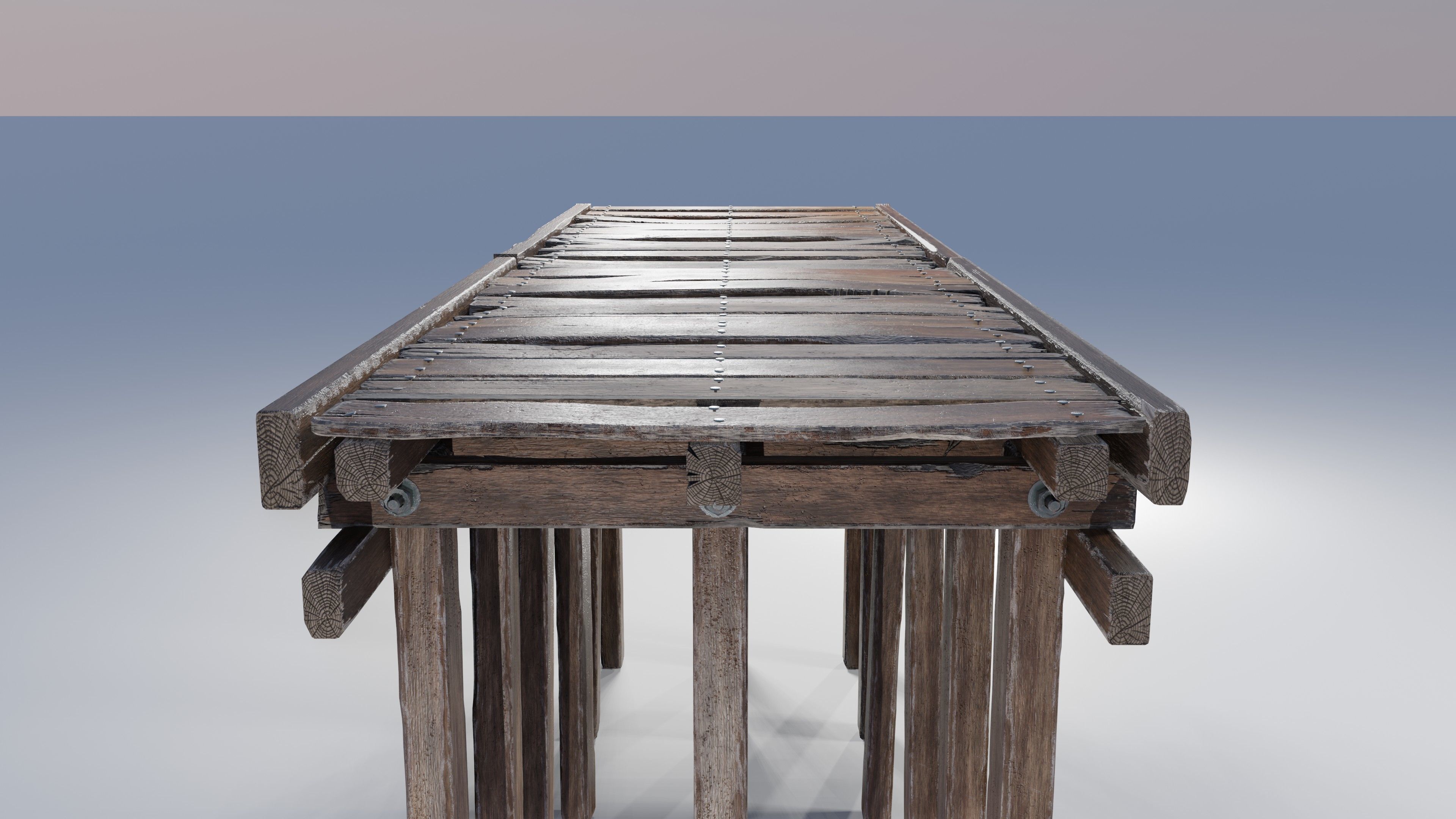 Wood planks logs and pillars with 2 ready piers Low-poly 3D model_11