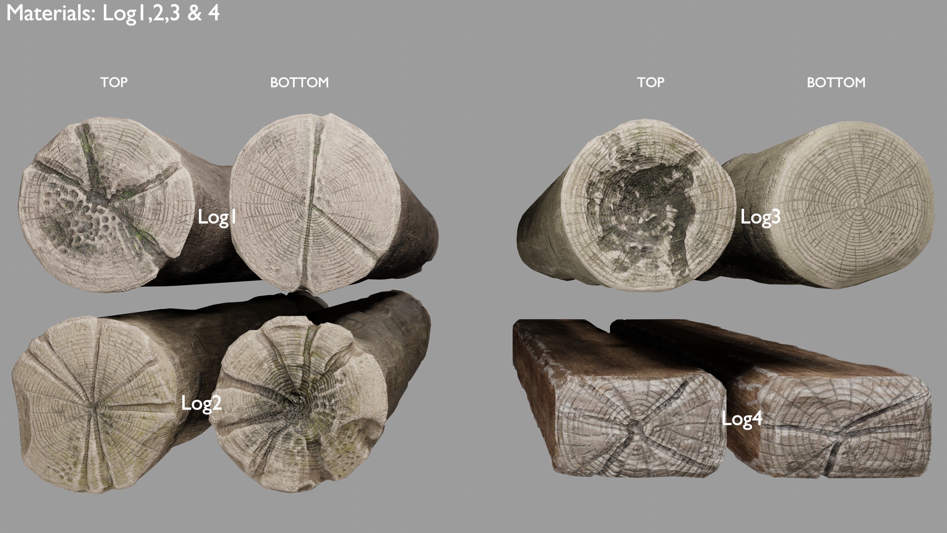 Wood planks logs and pillars with 2 ready piers Low-poly 3D model_26