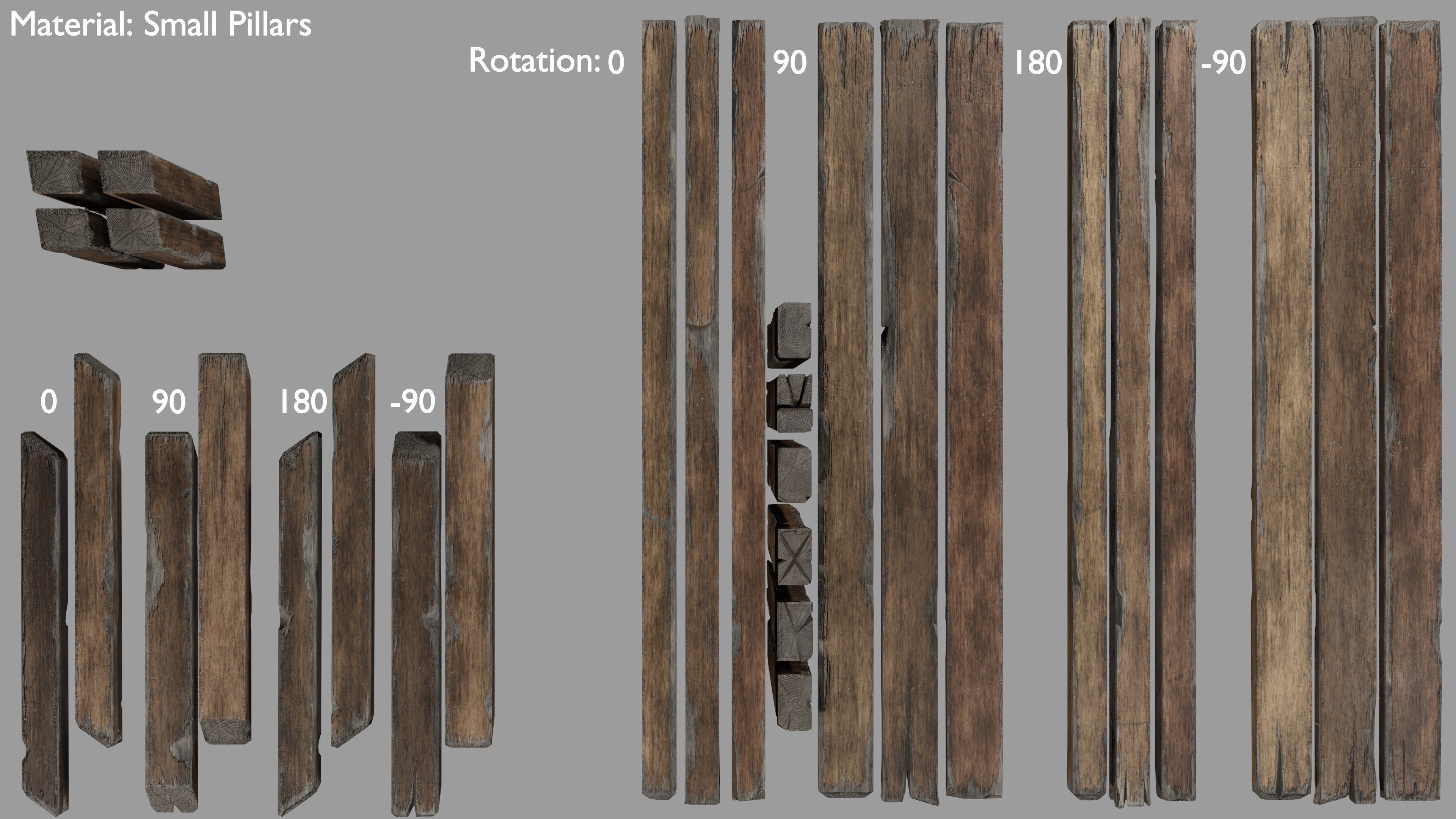 Wood planks logs and pillars with 2 ready piers Low-poly 3D model_20