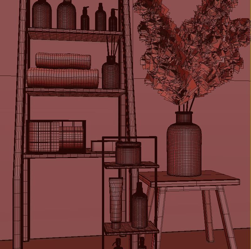 bathroom accessories set with pampas bouquet 3D model_6