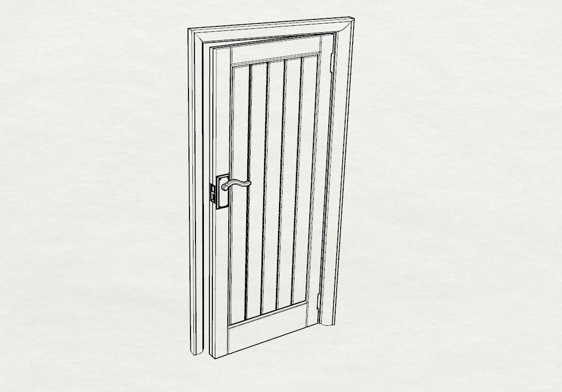 Dolls House Contemporary internal door 12th Scale 3D print model_1