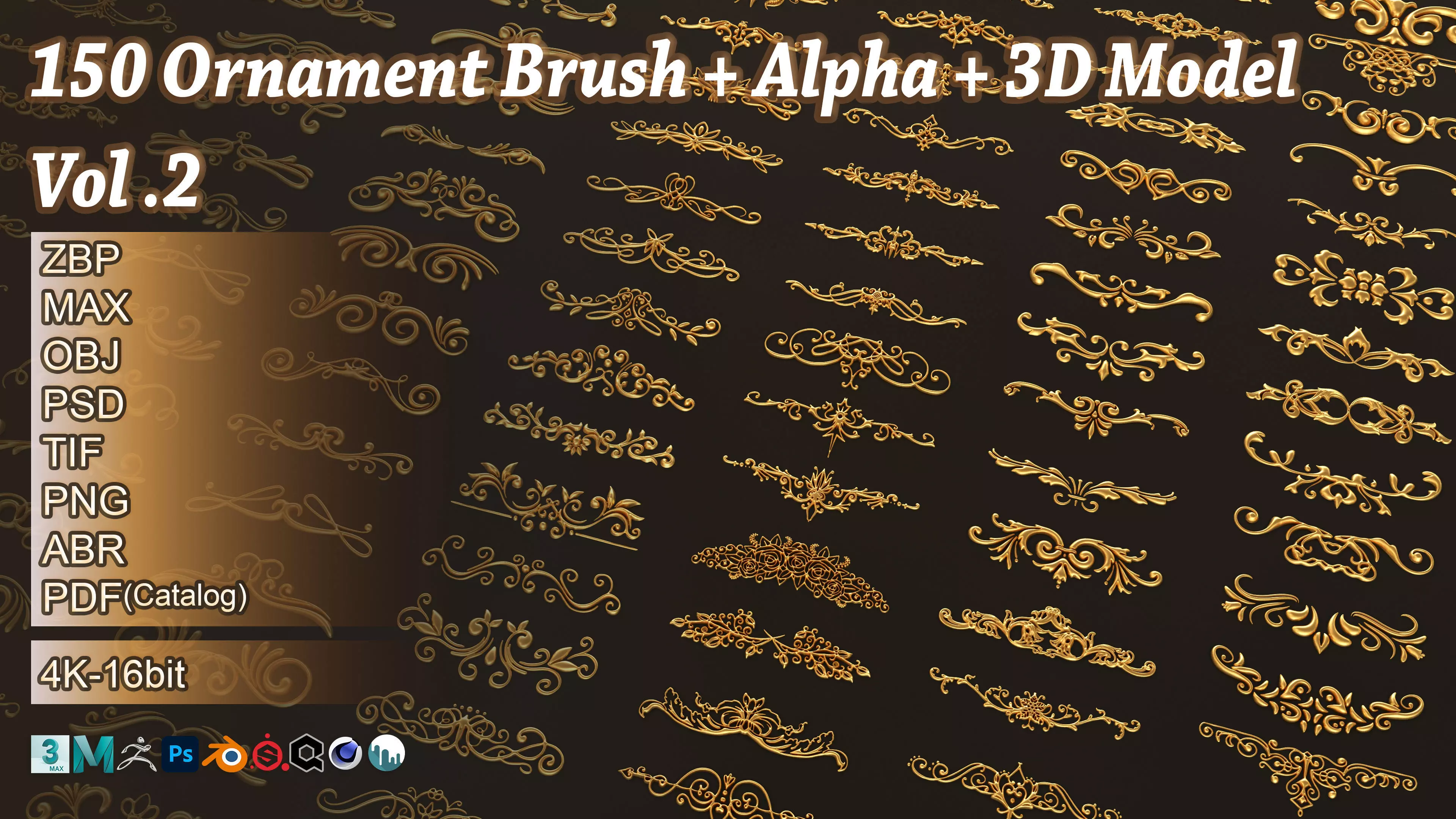 150 Ornament Brush Alpha 3D Model Vol 2 3D model_0