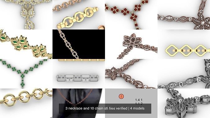 3 necklace and 10 chain stl files verified 3D Model Collection