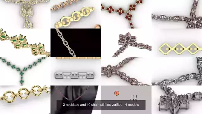 3 necklace and 10 chain stl files verified 3D Model Collection
