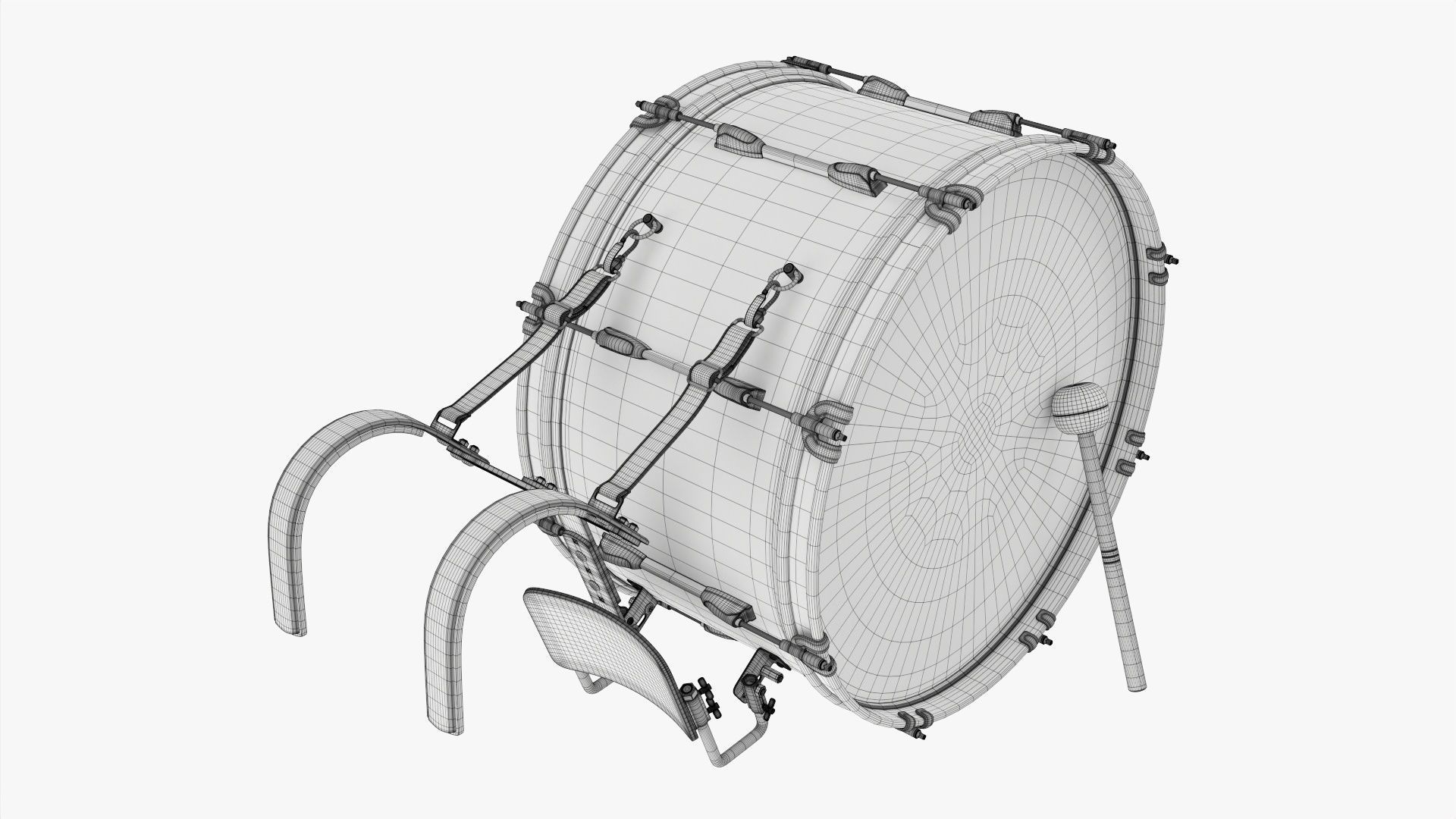 Marching Bass Drum with Carrier 26x12 3D model_7