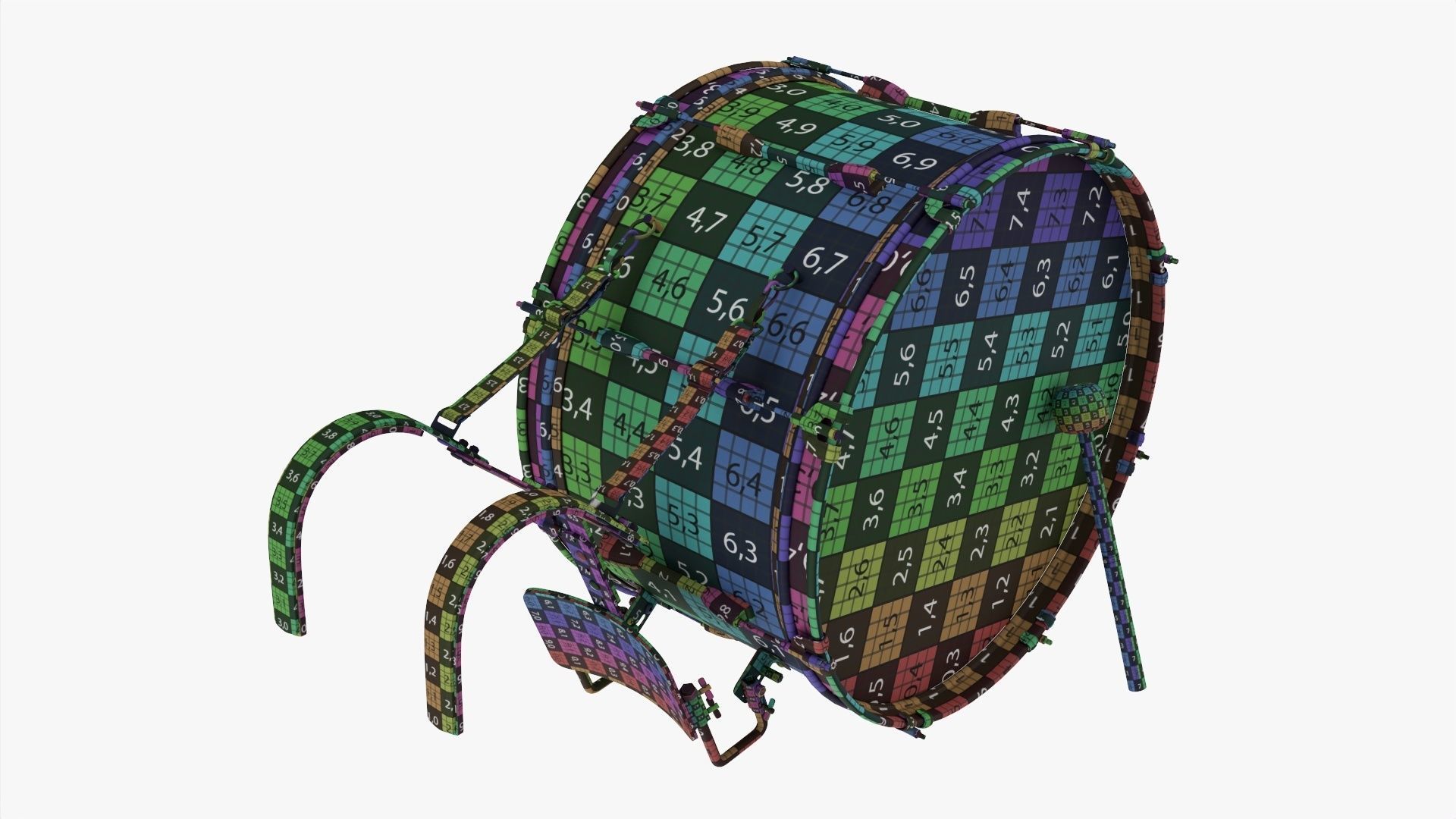 Marching Bass Drum with Carrier 26x12 3D model_14