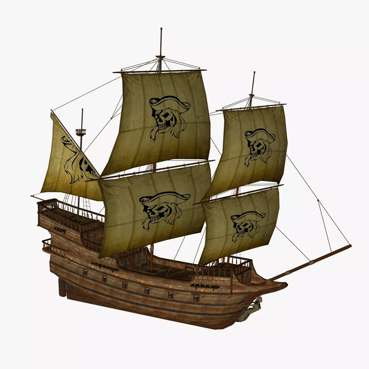 Pirate Ship Low-poly 3D model_0