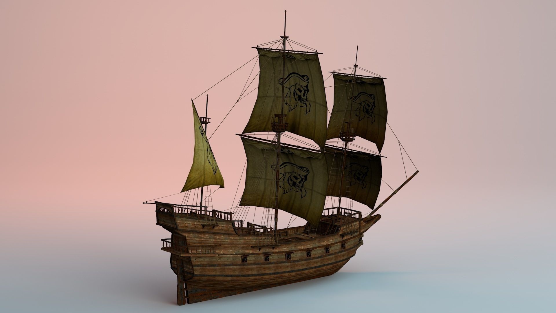 Pirate Ship Low-poly 3D model_3