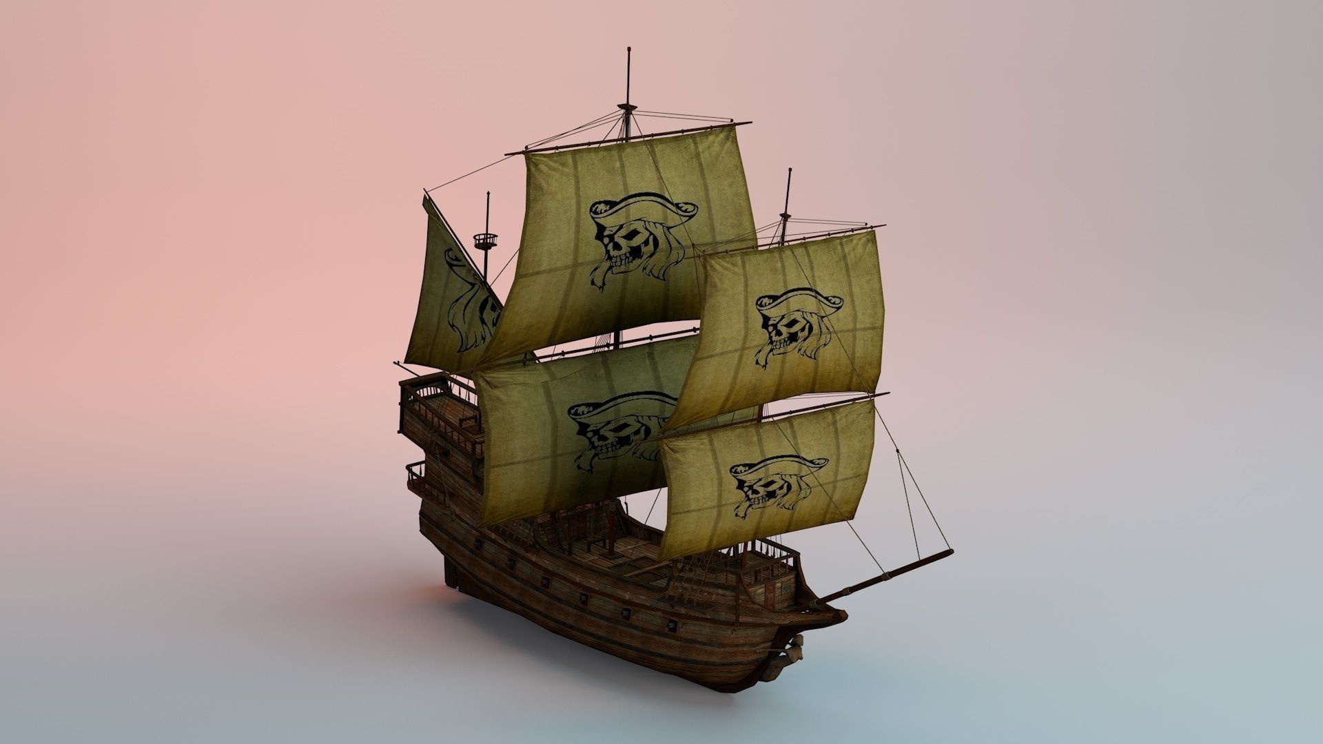 Pirate Ship Low-poly 3D model_1