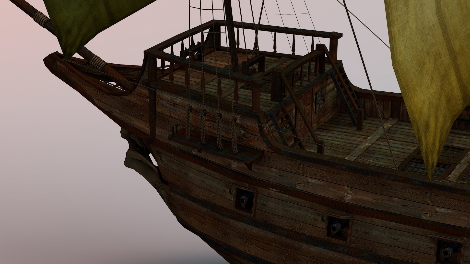 Pirate Ship Low-poly 3D model_9