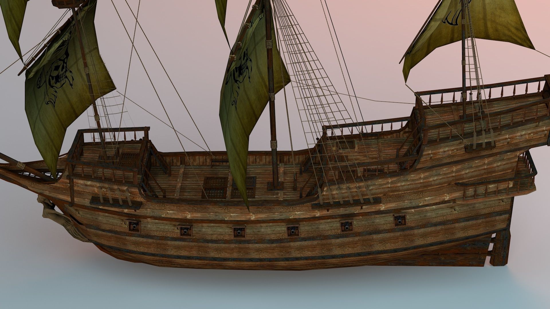 Pirate Ship Low-poly 3D model_8