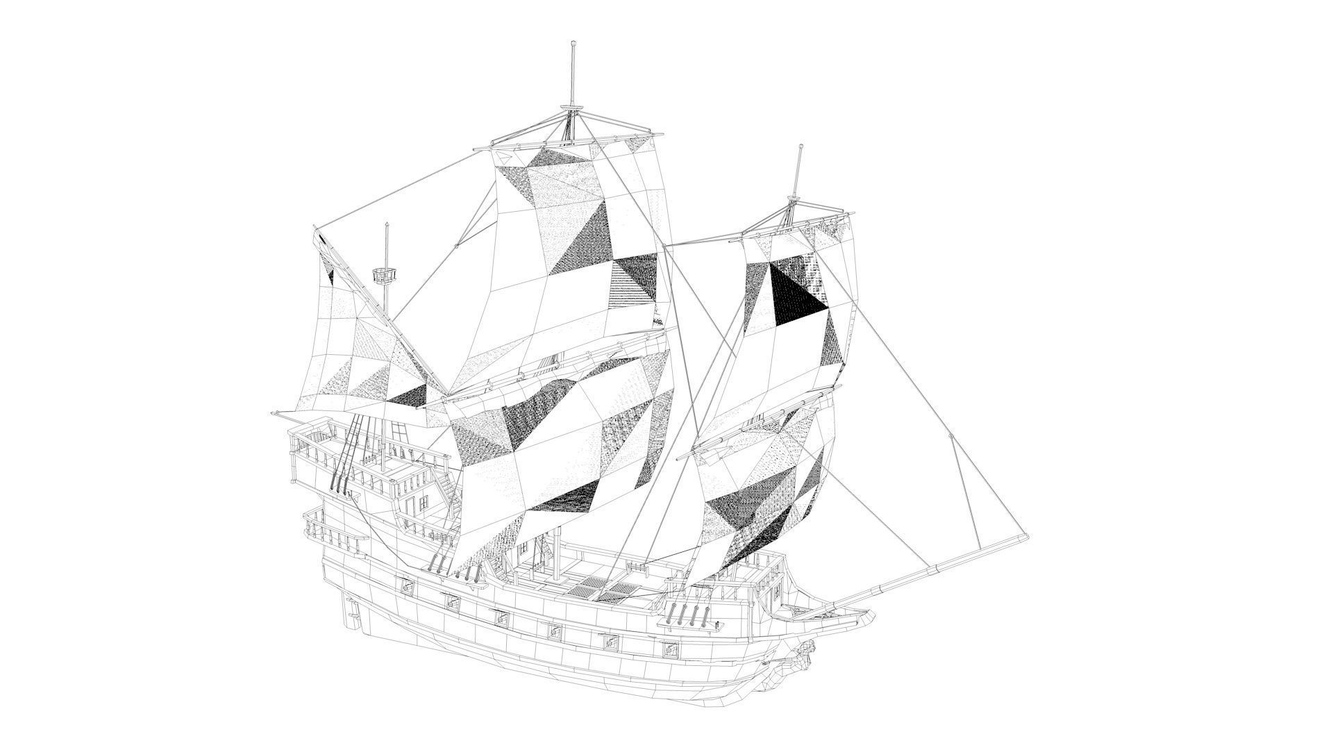 Pirate Ship Low-poly 3D model_16
