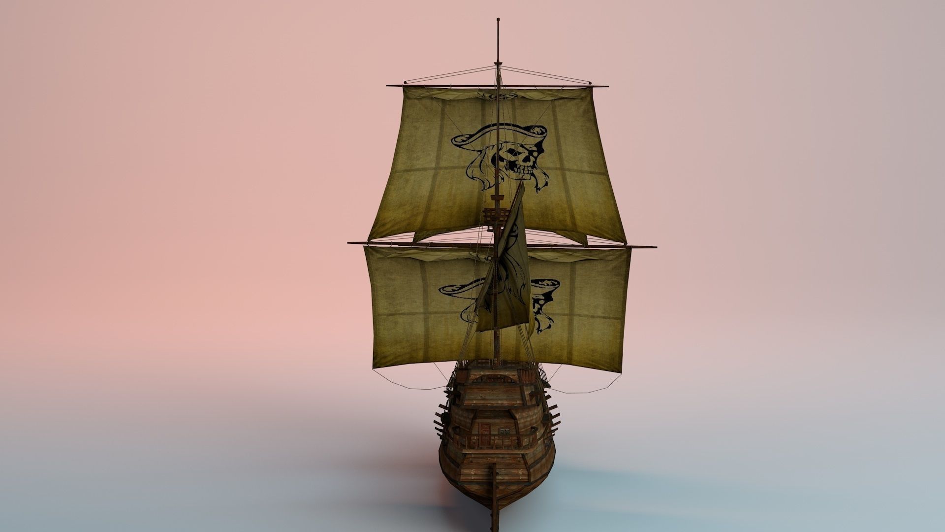 Pirate Ship Low-poly 3D model_4