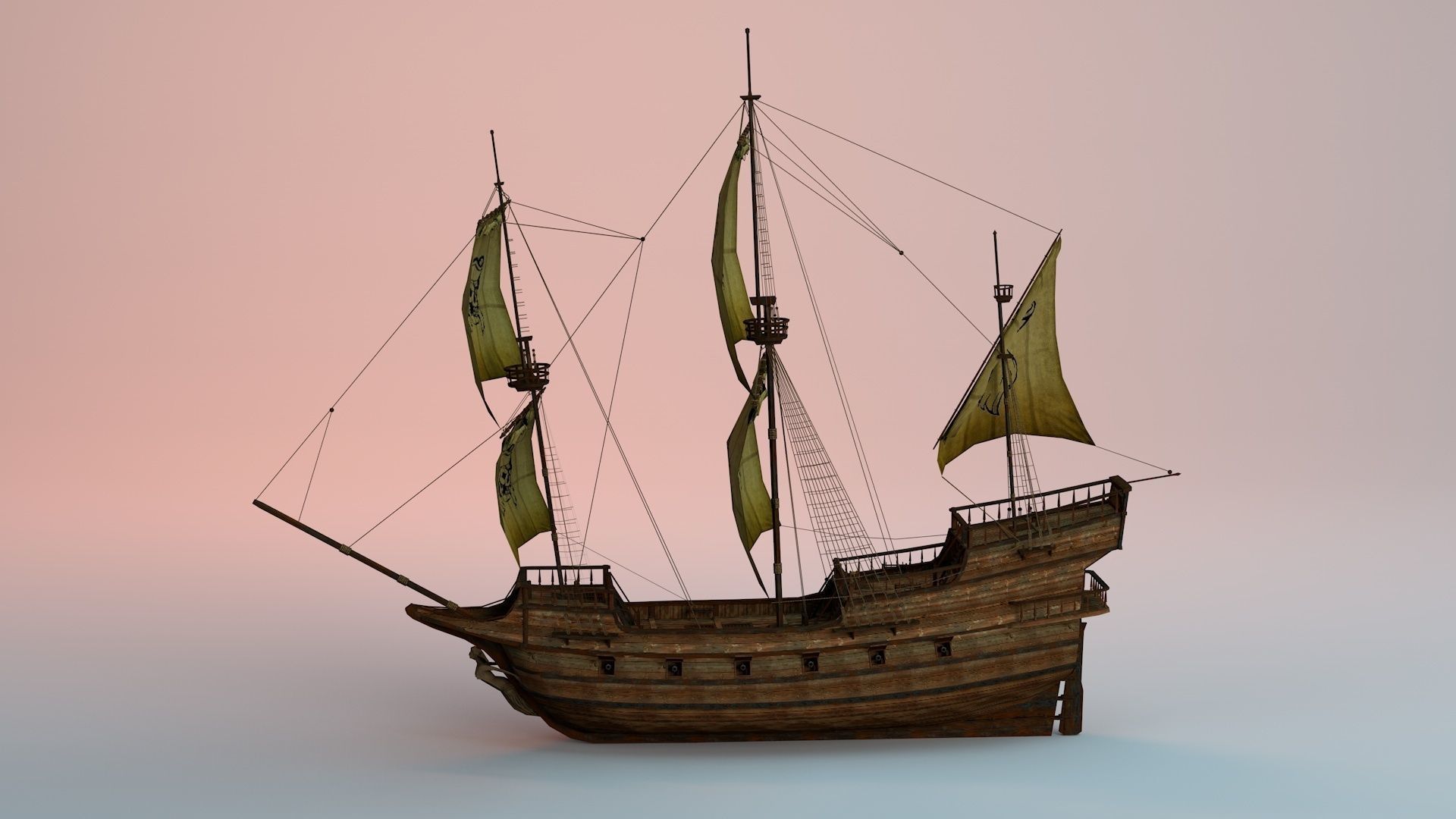 Pirate Ship Low-poly 3D model_6